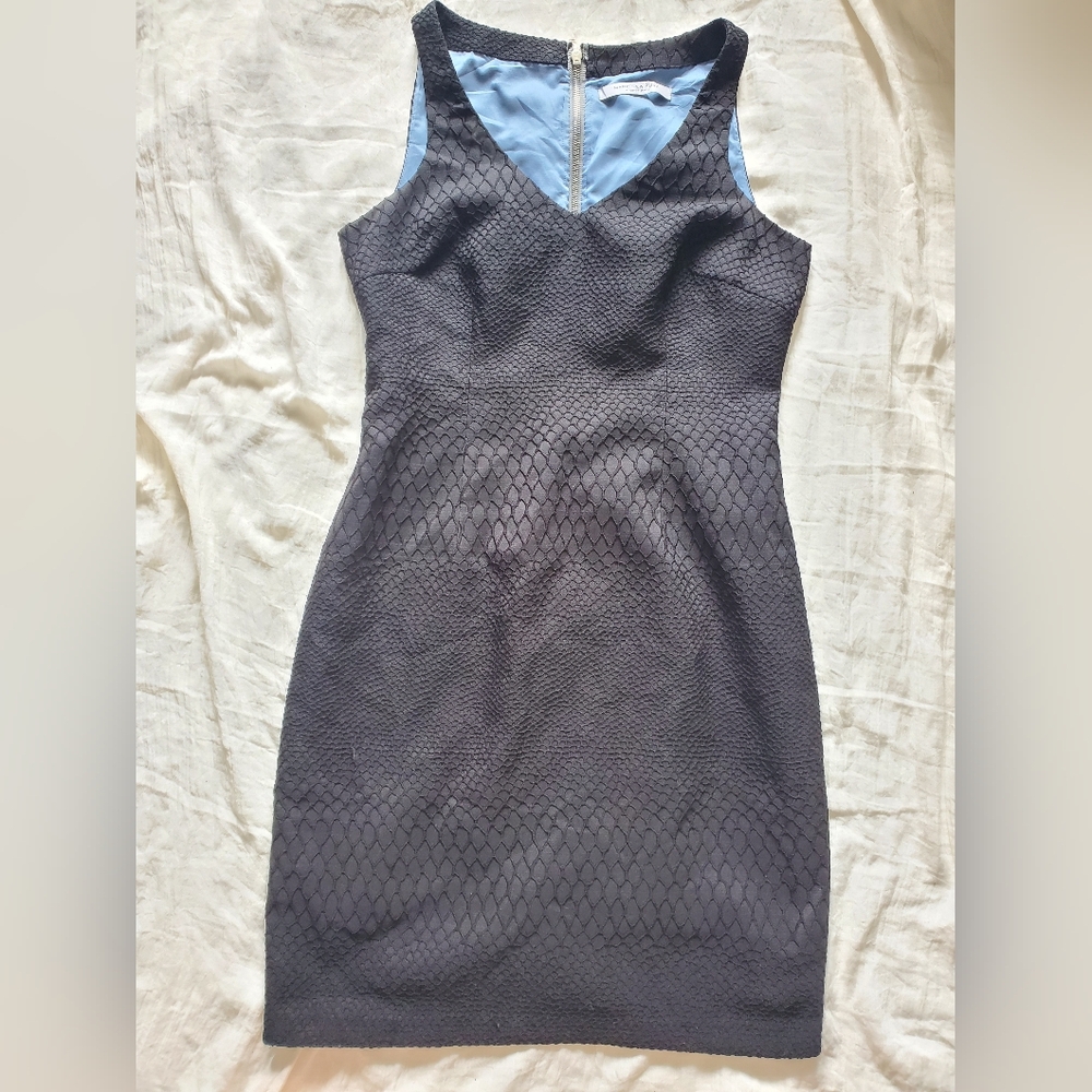 Marc New York Patterned Black Lined Mini Dress Size M